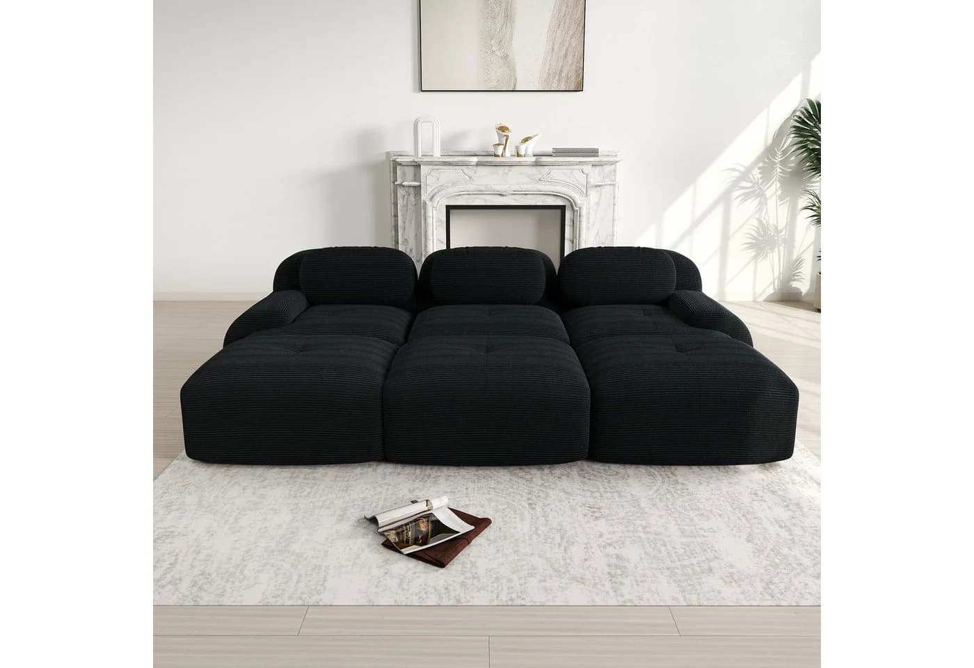 Odikalo 3-Sitzer Polstersofa Schlafsofa Chaiselongue Premium-Cordstoff - Bild 3