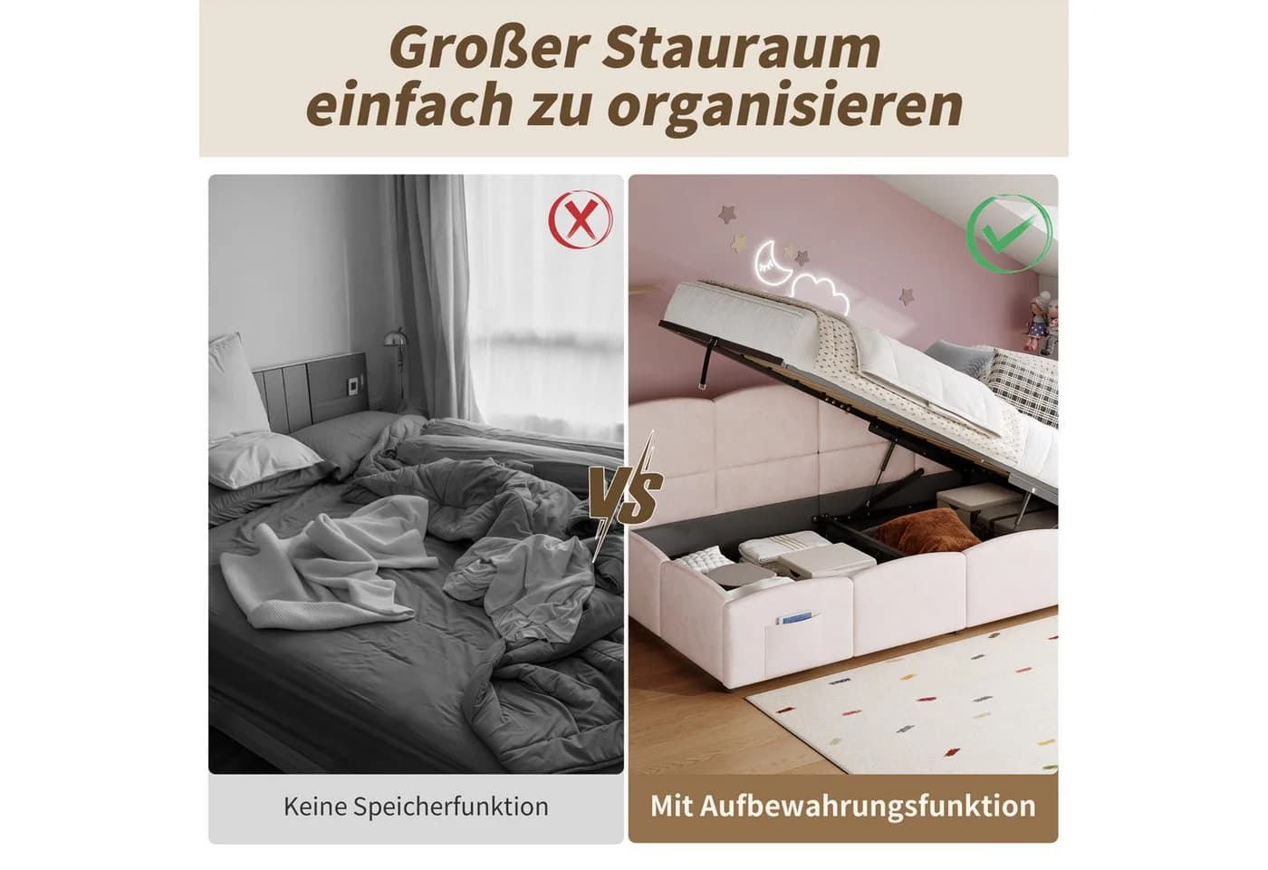 Odikalo Kinderbett Schlafsofa Polsterbett Jugendbett mit Bettkasten - Bild 5
