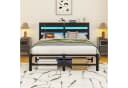 Odikalo Polsterbett Metallbett mit LED-Beleuchtung und USB-Anschlüssen Schwarz Bild 1