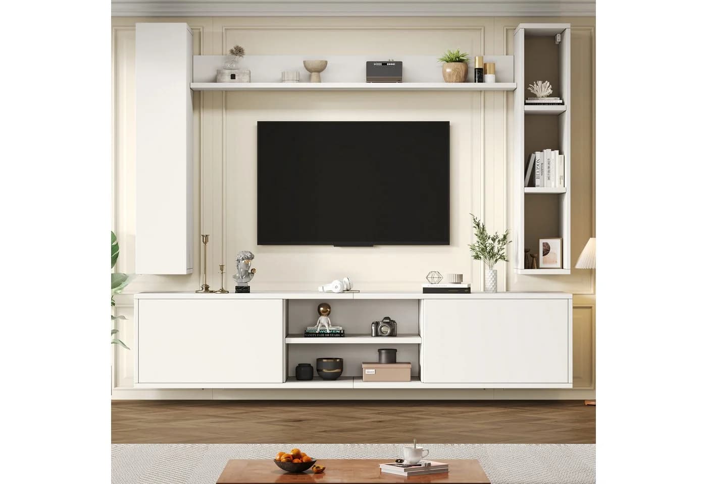 Odikalo Wohnwand Mediawand TV-Schrank Weiß