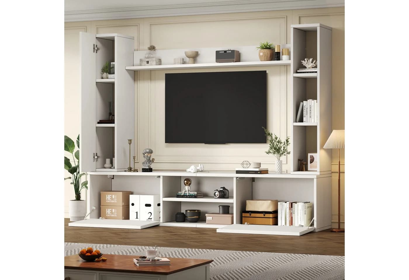 Odikalo Wohnwand Mediawand TV-Schrank Weiß - Bild 2
