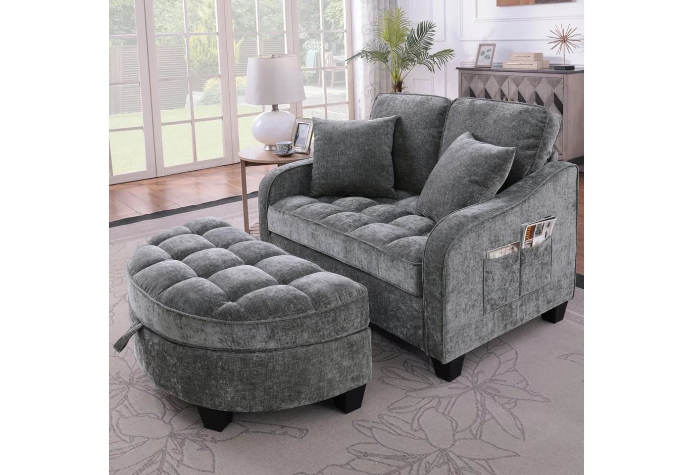 Odikalo Schlafsofa Multifunktional 2-in-1 Grau Eukalyptus - Bild 2