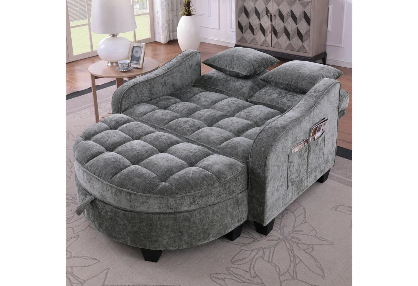 Odikalo Schlafsofa Multifunktional 2-in-1 Grau Eukalyptus - Bild 4
