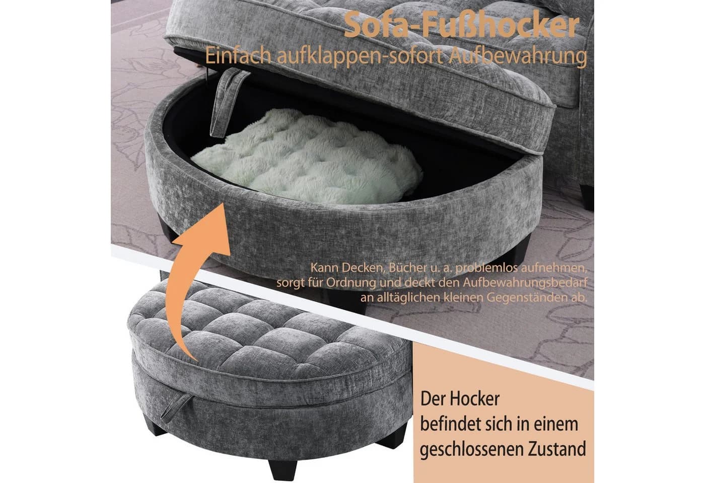 Odikalo Schlafsofa Multifunktional 2-in-1 Grau Eukalyptus - Bild 5