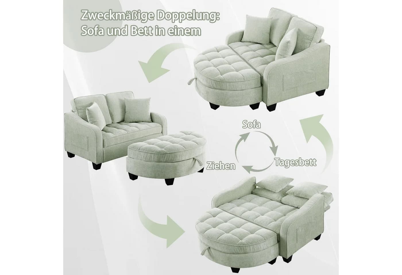 Odikalo Schlafsofa Multifunktions 2-in-1 Mehrfarbig - Bild 4