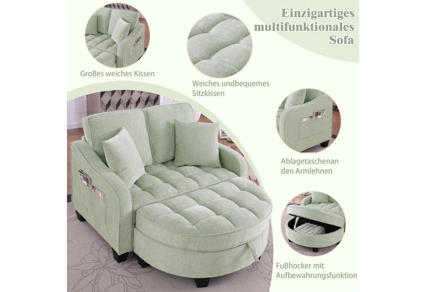 Odikalo Schlafsofa Multifunktions 2-in-1 Mehrfarbig - Bild 5