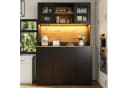 Odikalo Sideboard Schwarz mit LED-Beleuchtung und Acryltüren Bild 2