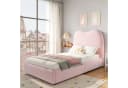 Odikalo Polsterbett Kinderbett 90x200 mit Bettkasten beige rosa Bild 1