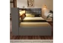 Odikalo Polsterbett mit LED, Stauraum & USB-Anschlüssen Leinen Beige Grau Bild 3