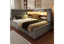 Odikalo Polsterbett mit LED, Stauraum & USB-Anschlüssen Leinen Beige Grau Bild 4