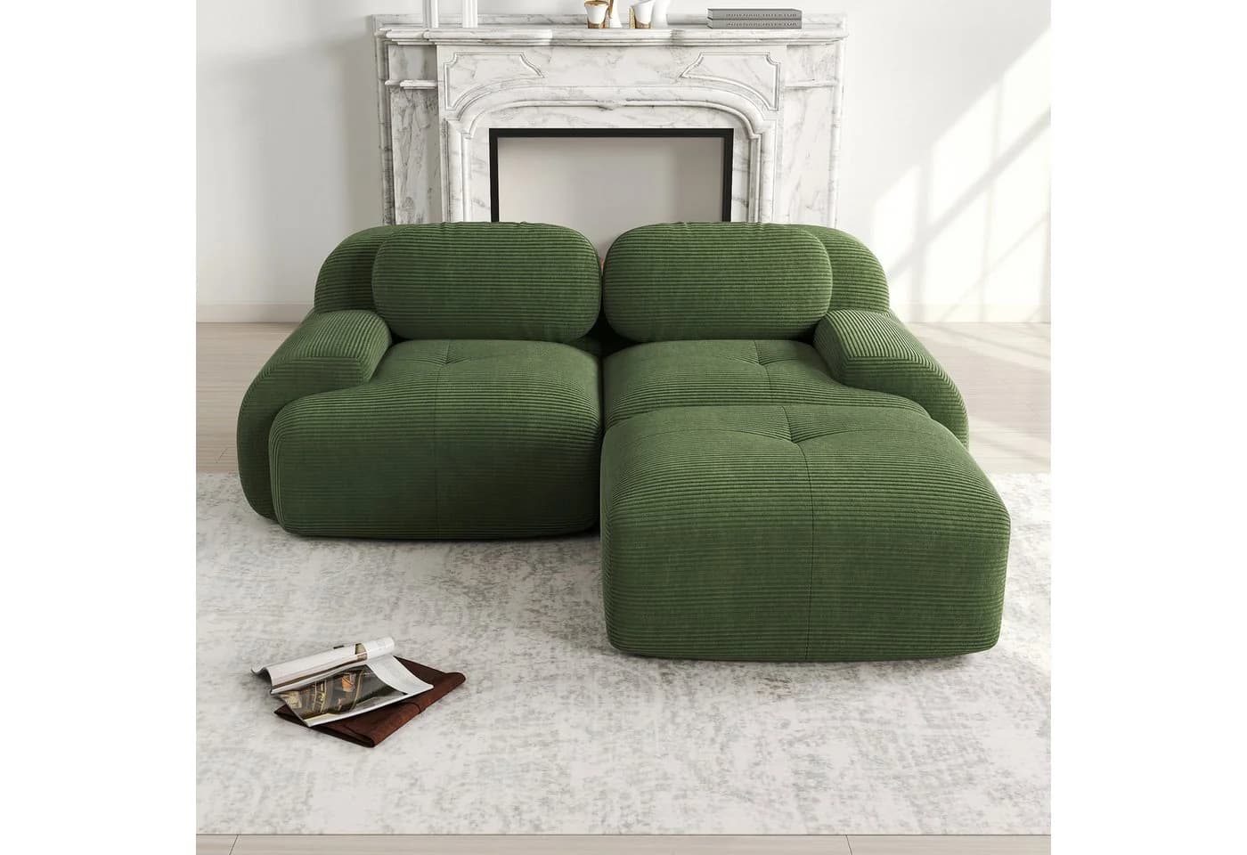Odikalo 2-Sitzer Polstersofa Chaiselongue Mehrfarbig Modular Kombinierbar