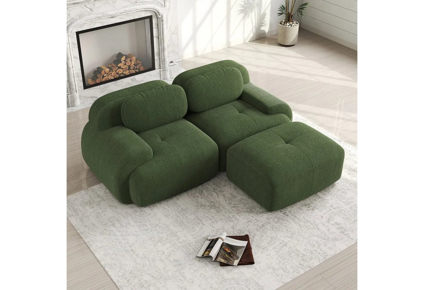Odikalo 2-Sitzer Polstersofa Chaiselongue Mehrfarbig Modular Kombinierbar - Bild 2