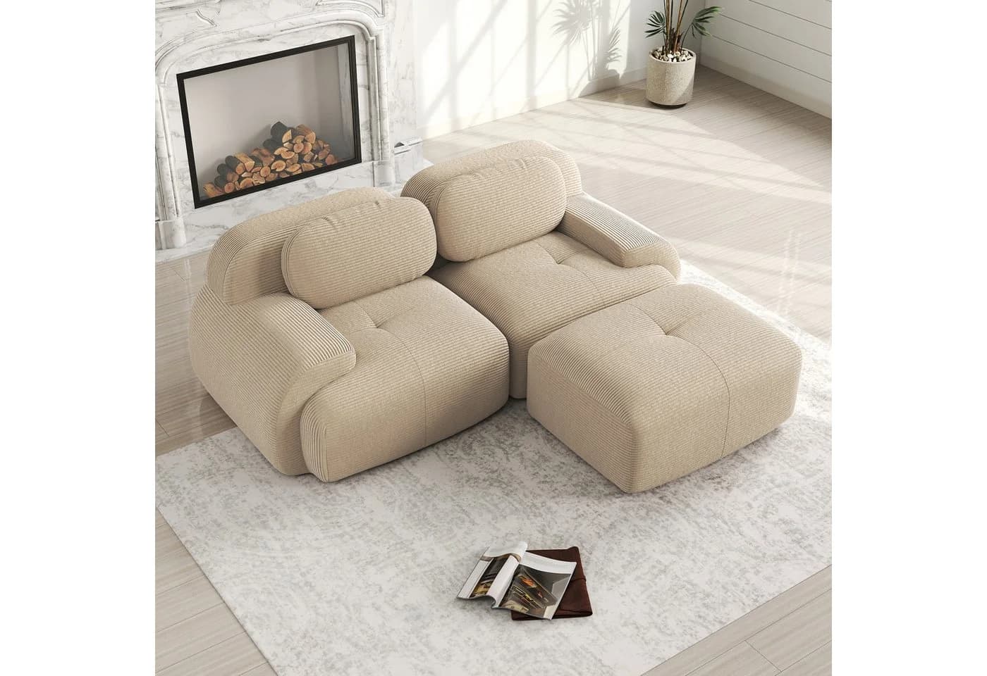 Odikalo 2-Sitzer Polstersofa Chaiselongue Mehrfarbig Modular Kombinierbar - Bild 2