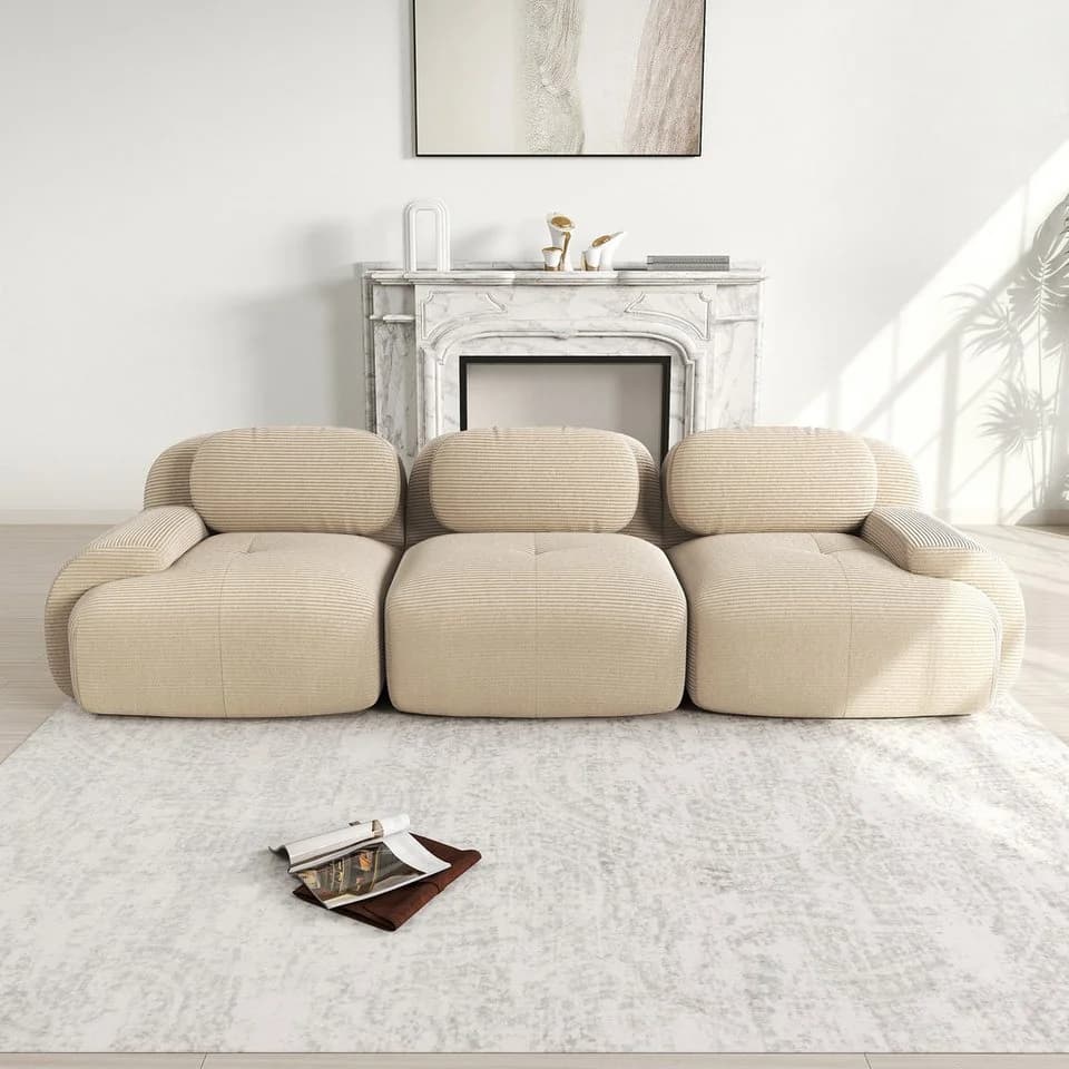 Odikalo 2-Sitzer Polstersofa Chaiselongue Mehrfarbig Premium Cordsamt - Bild 3