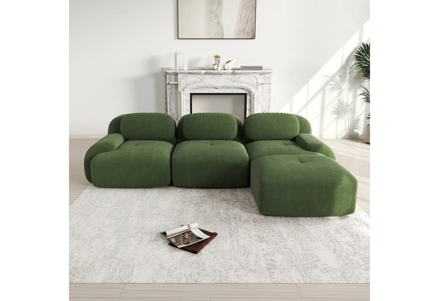 Odikalo 2-Sitzer Polstersofa Chaiselongue Mehrfarbig Modulares Ecksofa - Bild 3