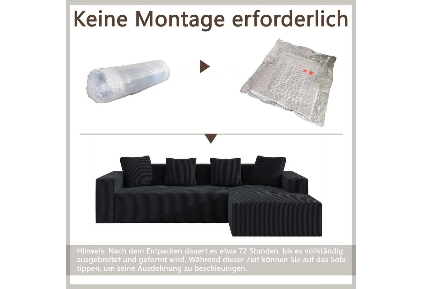 Odikalo Ecksofa L-Form Vollkomprimiertes Sofa - Bild 5
