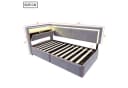 Odikalo Schlafsofa 90x200 mit LED, USB & Stauraum Samt grau/beige Bild 5