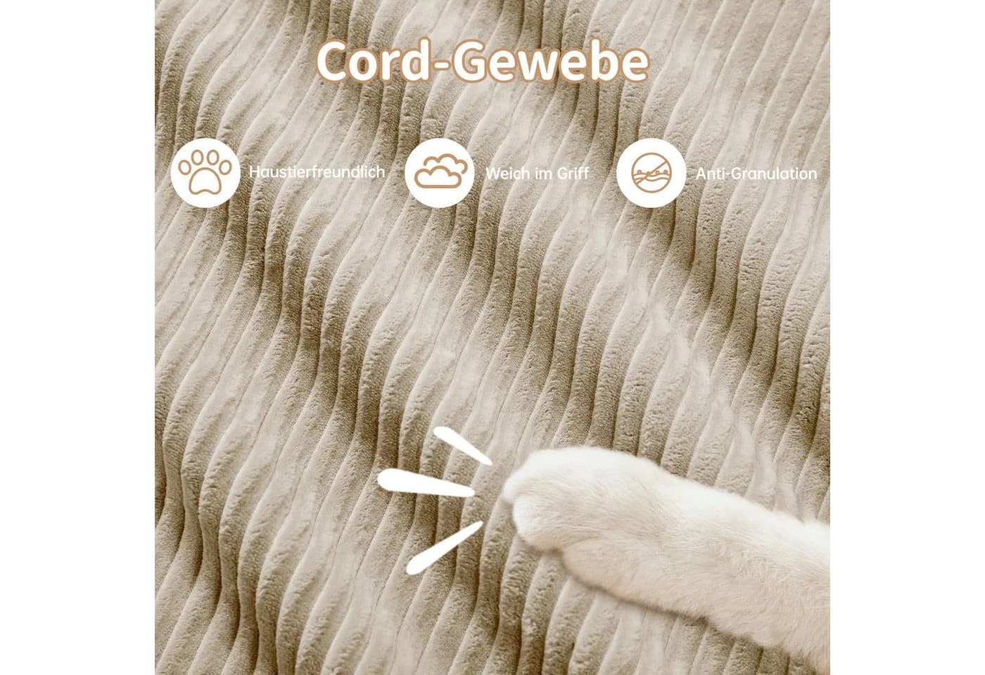Odikalo 3-Sitzer Polstersofa Beige Modul U-Form Cord - Bild 4