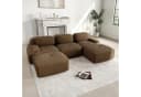 Odikalo Modulares U-Sofa 3-Sitzer mit Chaiselongue Cord Braun Bild 2