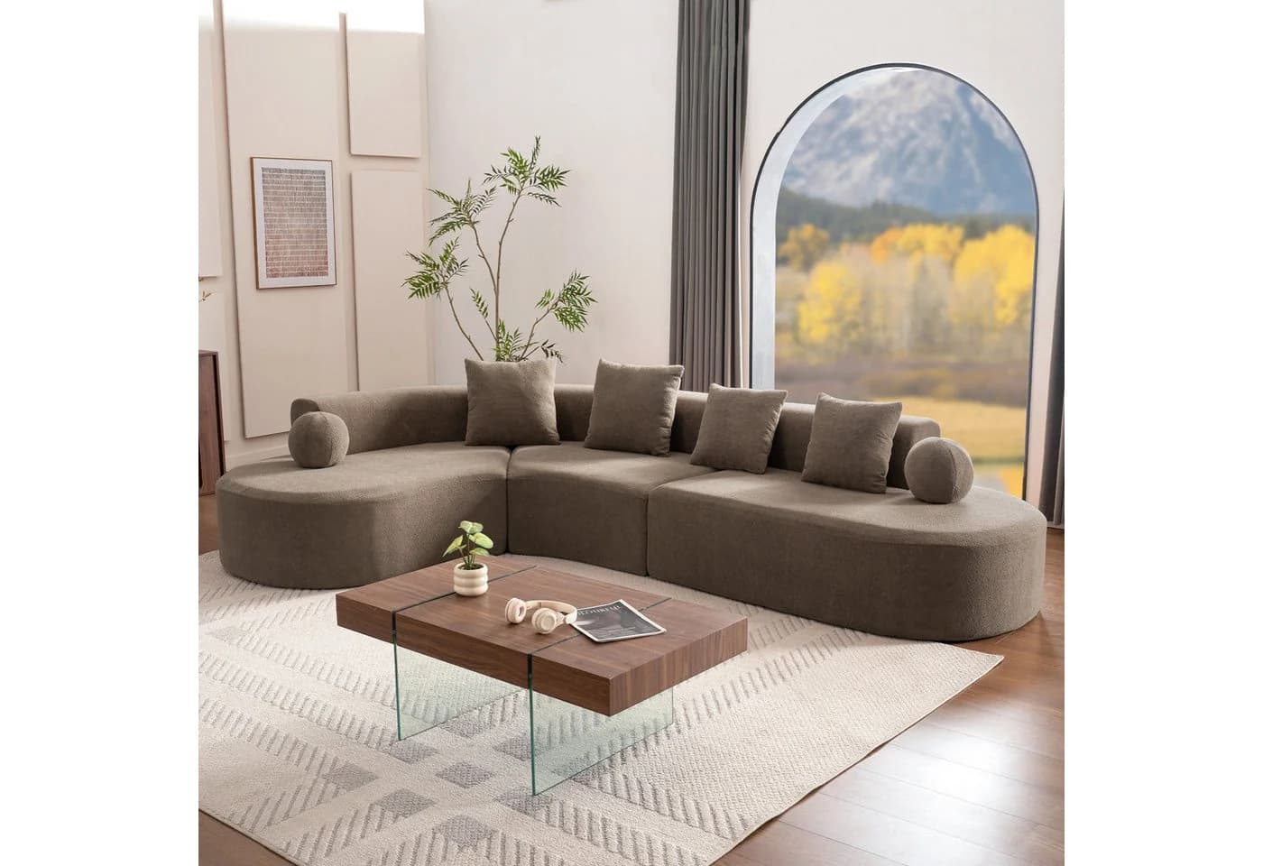 Odikalo Ecksofa Braun mit Schlaffunktion und L-Design - Bild 2