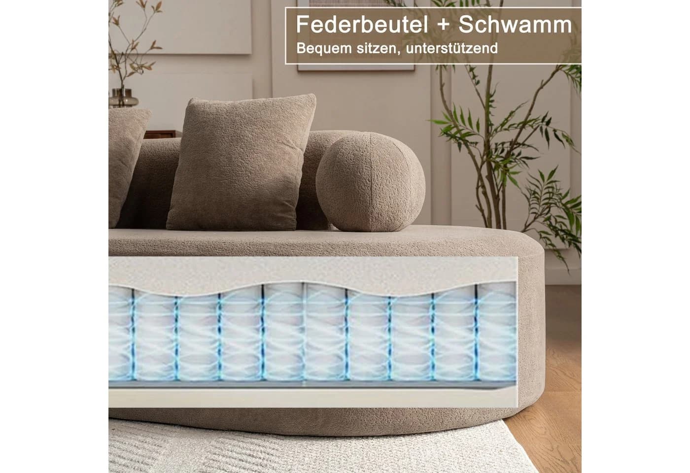 Odikalo Ecksofa Braun mit Schlaffunktion und L-Design - Bild 4