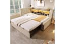 Odikalo Schlafsofa mit LED, Ausziehbett & Stauraum Beige Bild 2