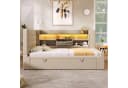 Odikalo Schlafsofa mit LED, Ausziehbett & Stauraum Beige Bild 3