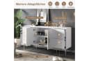 Odikalo Sideboard Kommode Weiß Hochglanz mit Schubladen und Metallfüßen Bild 3