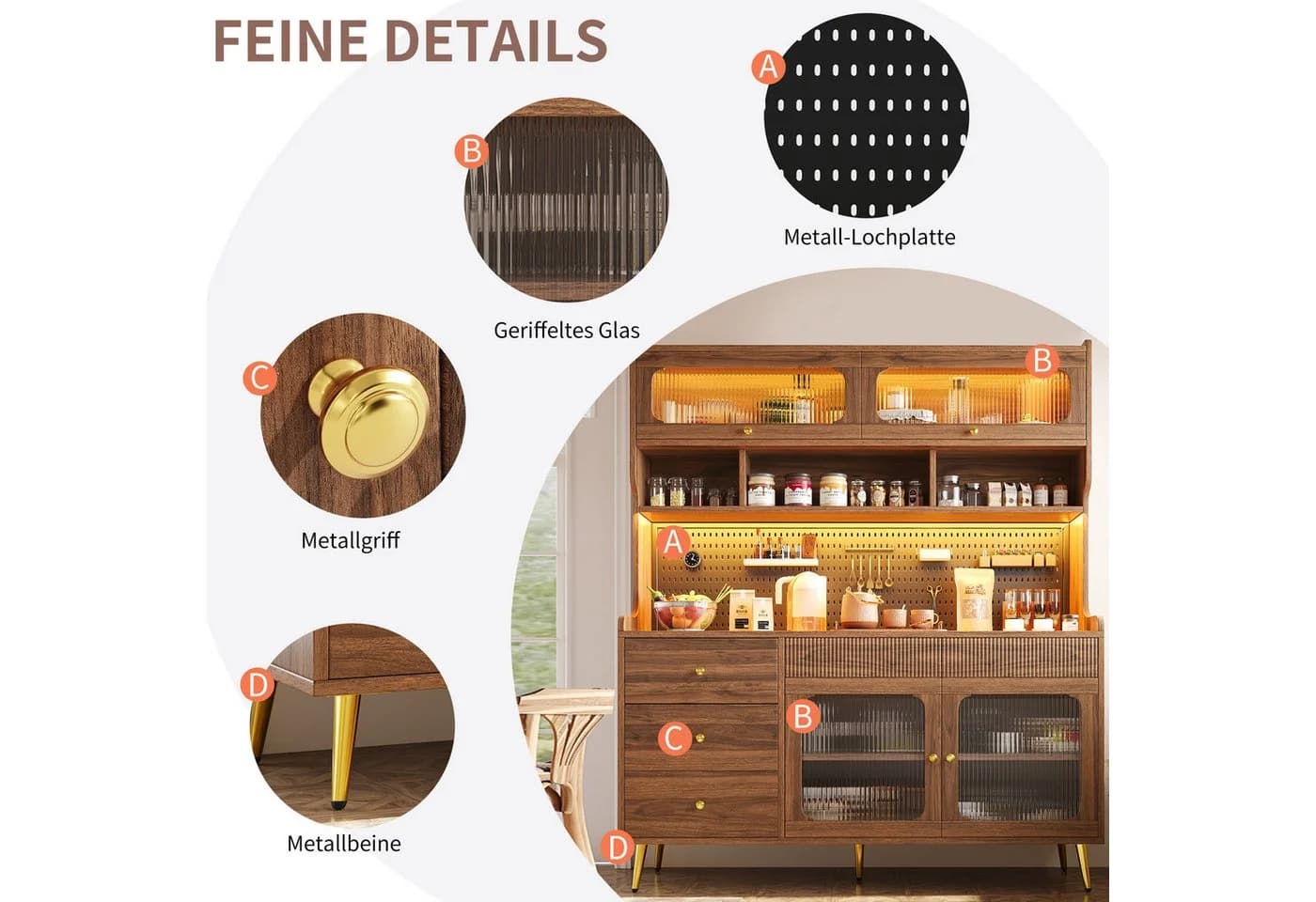 Odikalo Küchenbuffet mit LED-Beleuchtung & App - Bild 3