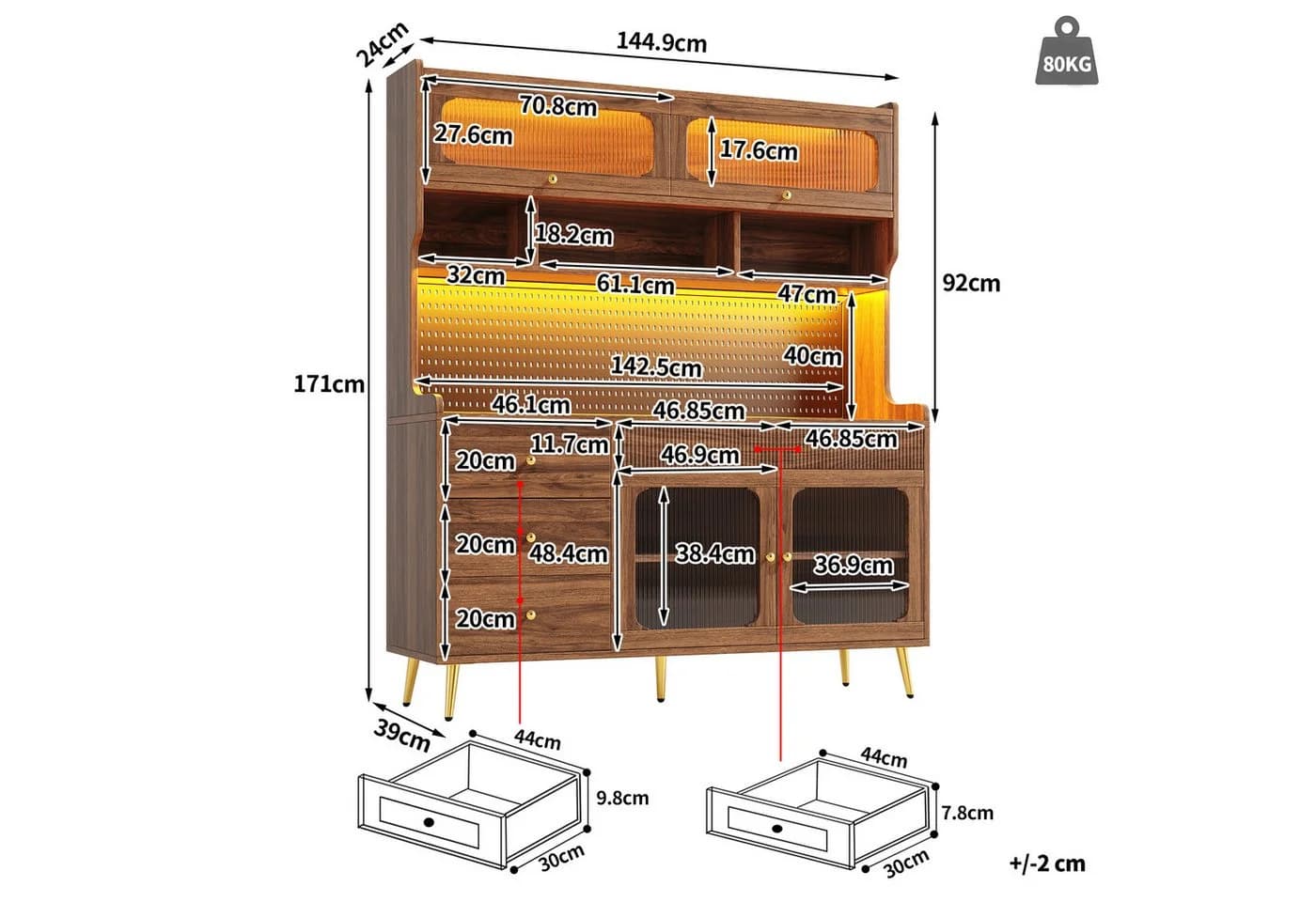 Odikalo Küchenbuffet mit LED-Beleuchtung & App - Bild 5