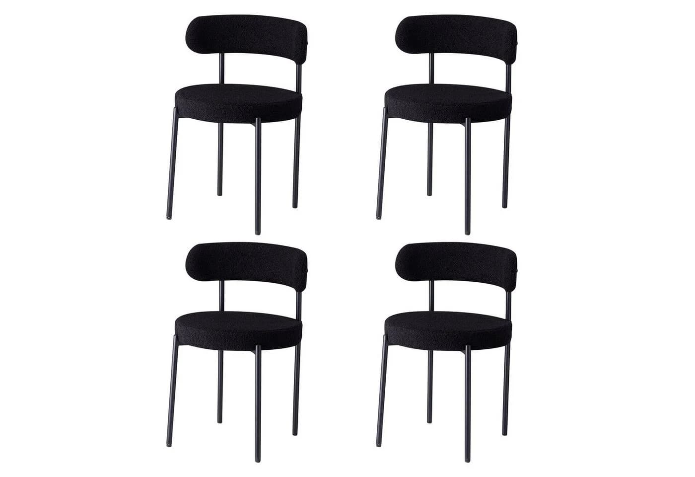 GrandCA HOME Esszimmerstuhl 4er Set Schwarz Teddyfellbezug Modern - Bild 2