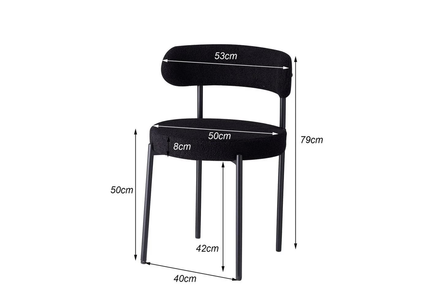 GrandCA HOME Esszimmerstuhl 4er Set Schwarz Teddyfellbezug Modern - Bild 4