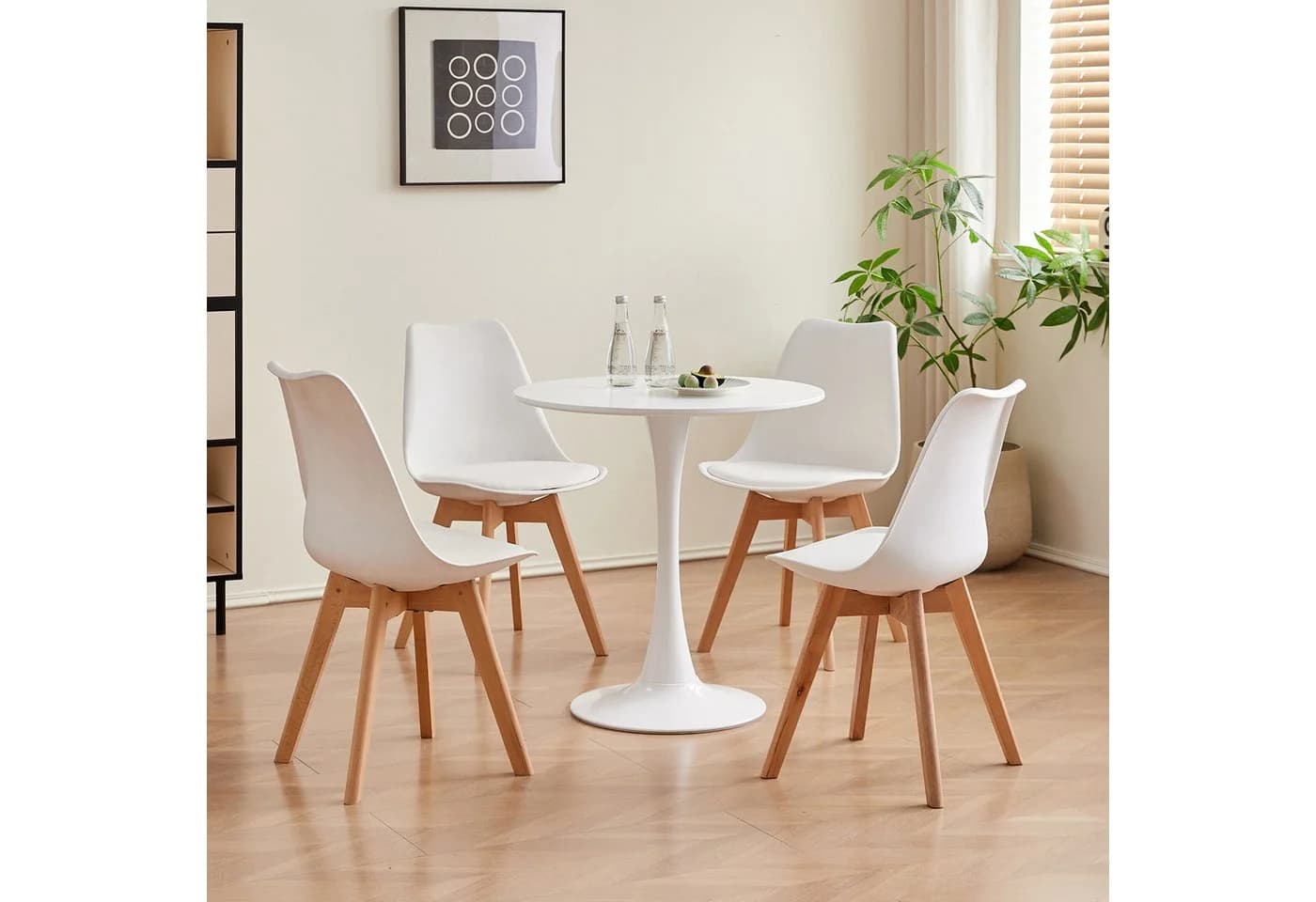GrandCA HOME Runder Esstisch Modern Weiß/Schwarz Minimalistisch