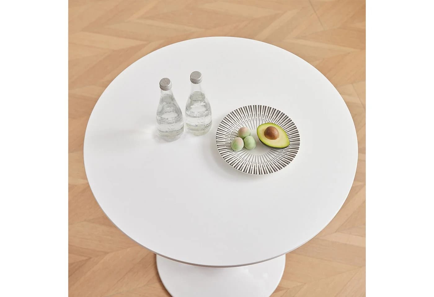 GrandCA HOME Runder Esstisch Modern Weiß/Schwarz Minimalistisch - Bild 5