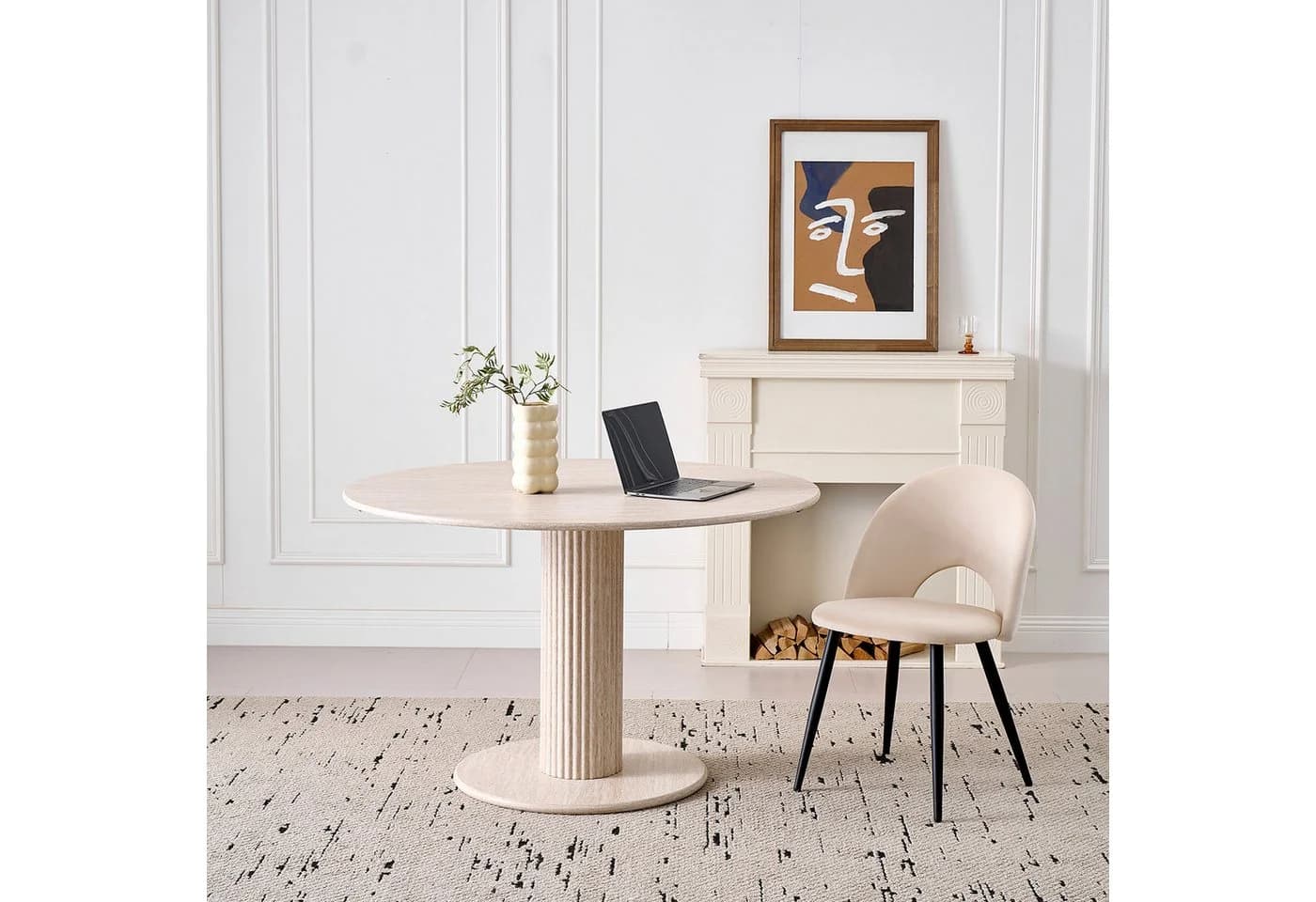 GrandCA HOME Runder Esstisch Gelb MDF Skandinavisch