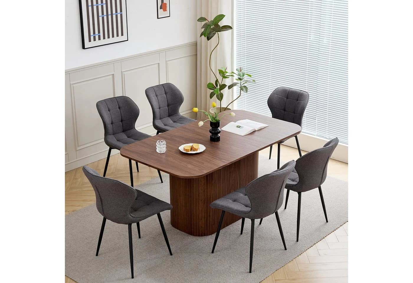 GrandCA HOME Esstisch Modern Rechteckig Dunkelbraun Holzmaserung