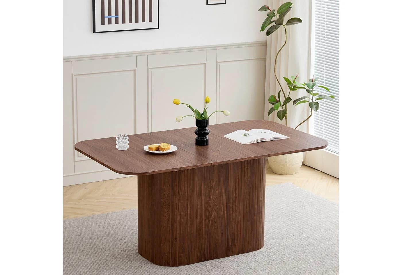 GrandCA HOME Esstisch Modern Rechteckig Dunkelbraun Holzmaserung - Bild 2