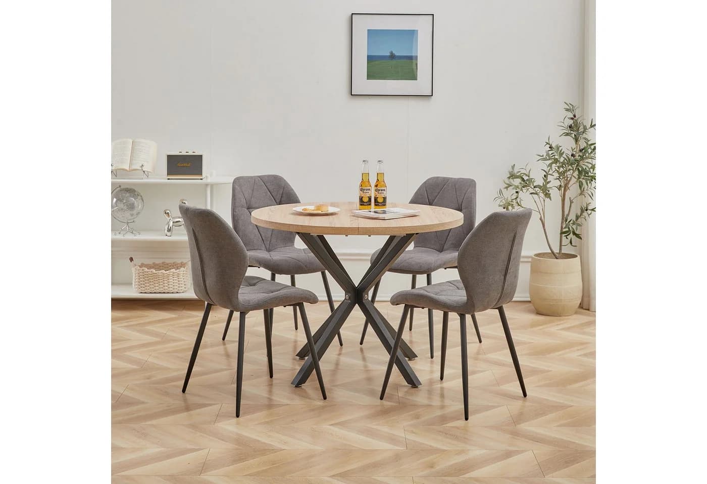 GrandCA HOME Essgruppe 5-tlg. Modernes Tisch- und Stuhlset Grau
