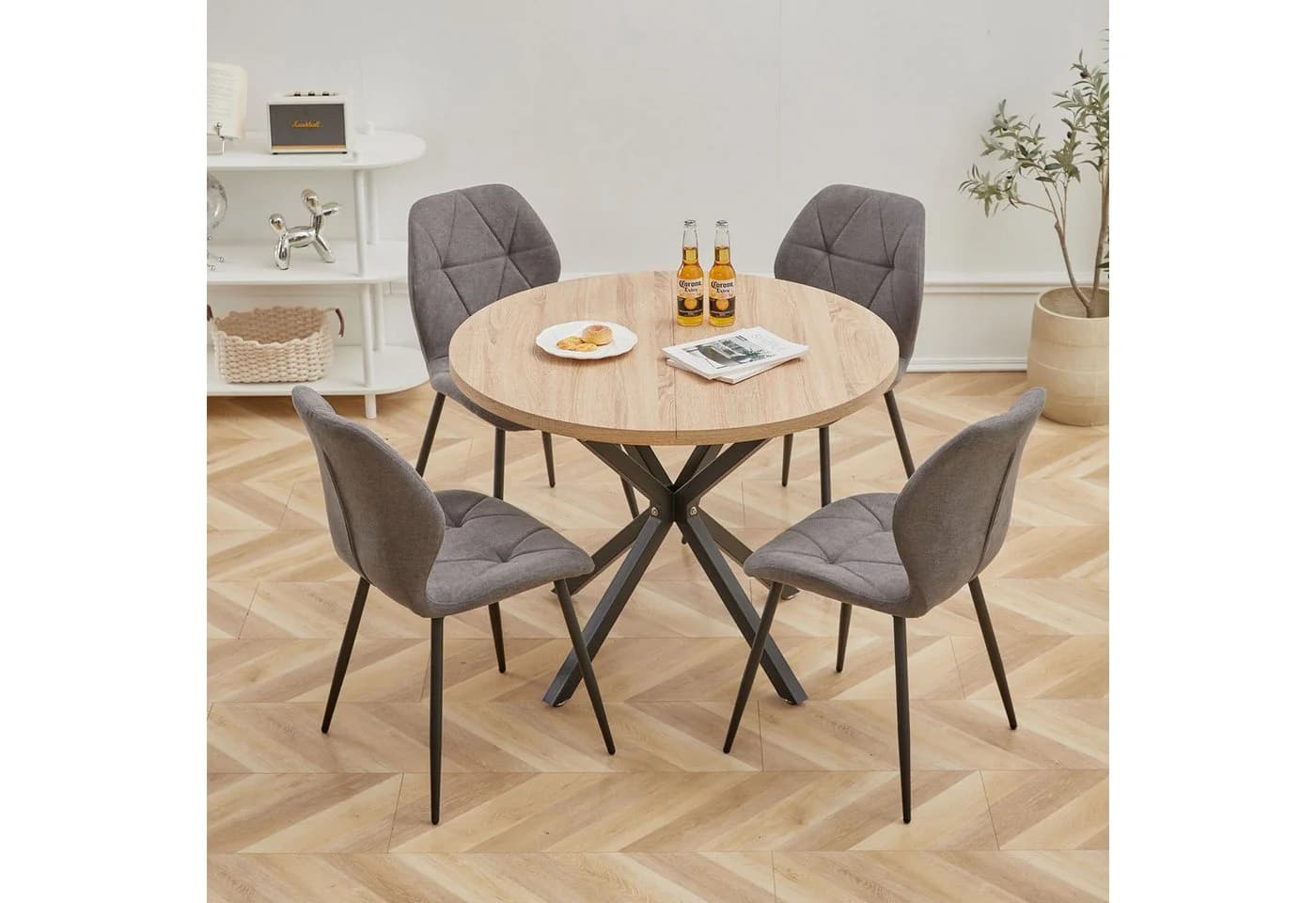 GrandCA HOME Essgruppe 5-tlg. Modernes Tisch- und Stuhlset Grau - Bild 2