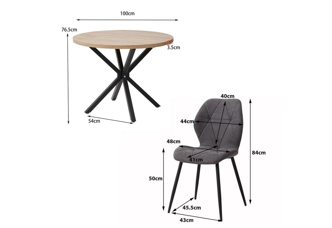 GrandCA HOME Essgruppe 5-tlg. Modernes Tisch- und Stuhlset Grau - Bild 4
