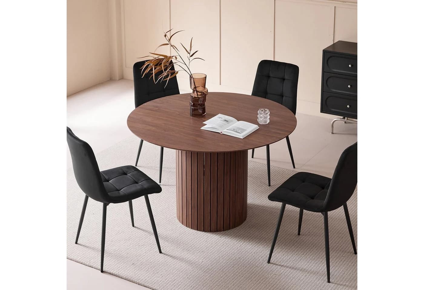 GrandCA HOME Runder Esstisch 120 cm Nordisch Braun Holzmaserung - Bild 4