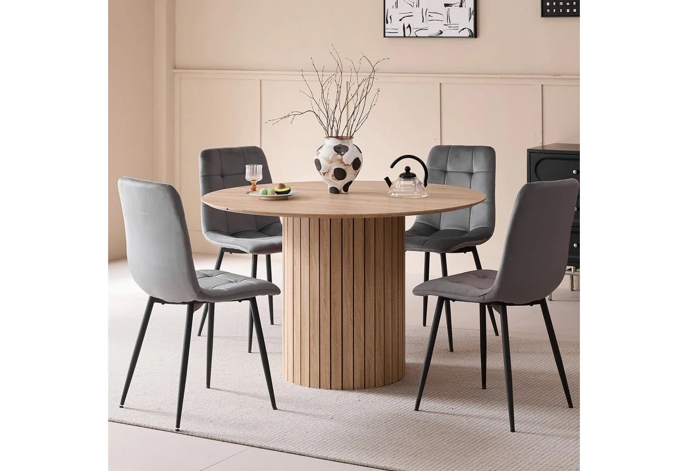 GrandCA HOME Runder Esstisch Nordisch Braun Holzmaserung - Bild 5