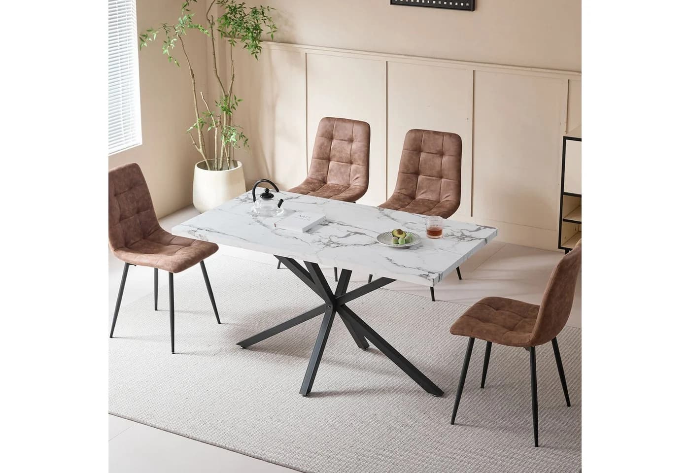 GrandCA HOME Esstisch nordischer Stil MDF Holzmaserung-Optik