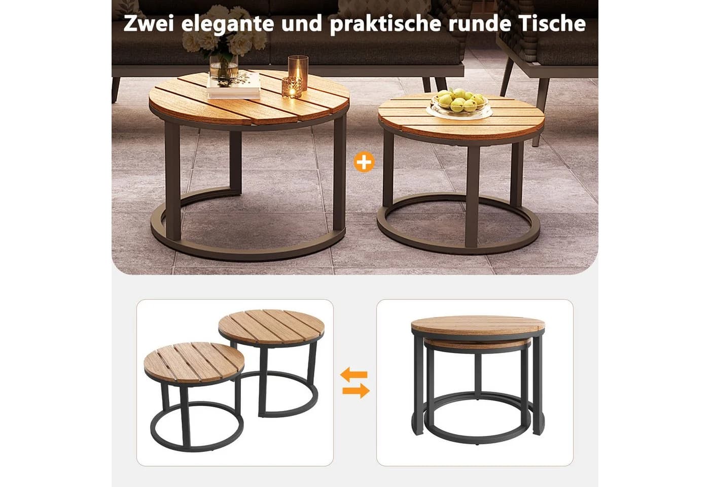 Odikalo Gartenlounge-Set L-förmig Grau/Beige mit WPC-Tischen - Bild 4