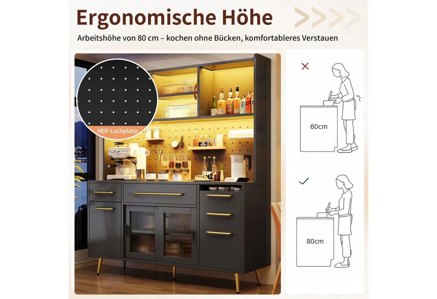 Odikalo Küchenbuffet LED-Beleuchtung - Bild 4