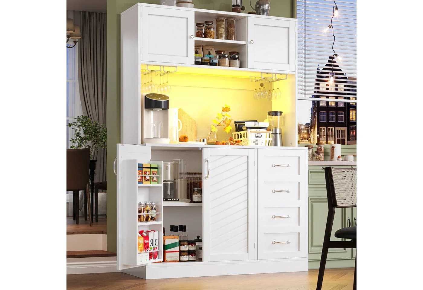 Odikalo Küchenbuffet Küchenschrank LED-Beleuchtung - Bild 2