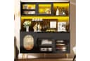 Odikalo Küchenbuffet Landhausstil Schwarz mit LED & Fluted Glas Bild 1