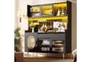 Odikalo Küchenbuffet Landhausstil Schwarz mit LED & Fluted Glas Bild 2