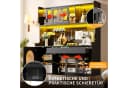 Odikalo Küchenbuffet Landhausstil Schwarz mit LED & Fluted Glas Bild 3