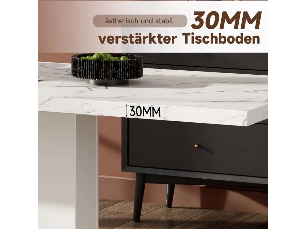 Odikalo Ausziehbarer Esstisch Weiß MDF Modern - Bild 4